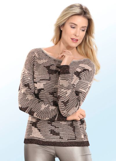 Trui met alloverprint en glitters 