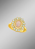 Damesring met witte topaas, blauwe topaas en opaal 