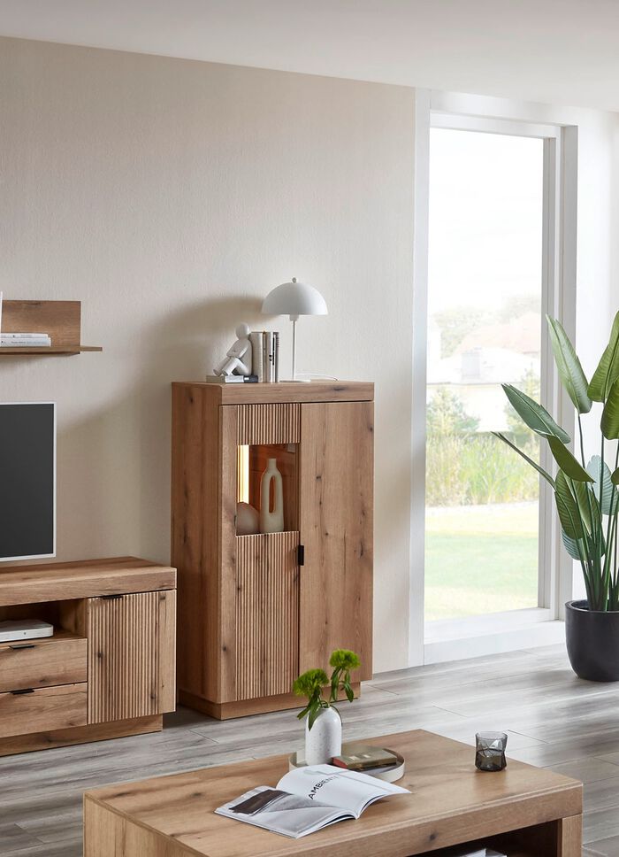 Vitrinekast, 2 deuren, met LED-verlichting en softclose 