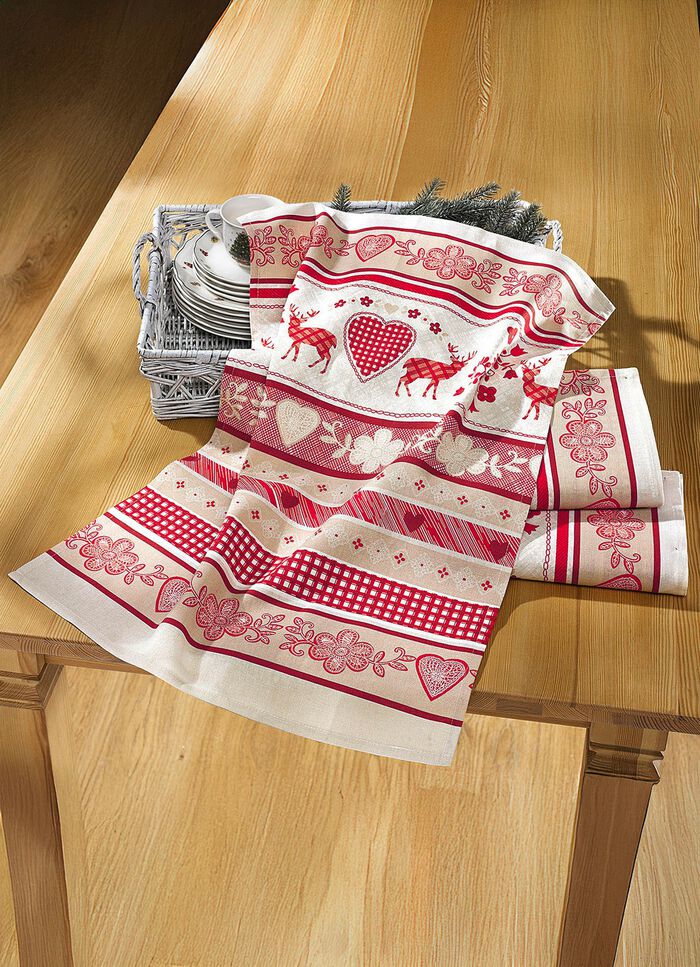 Theedoeken, set van 3, met wintermotieven 