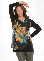 Zwart overhemd met chiffon bies 