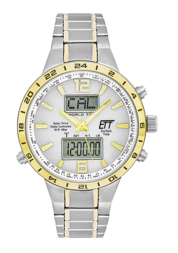 Radiogestuurd solar herenhorloge van ETT met titanium kast 