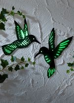 Wanddecoratie "Kolibrie", glow-in-the-dark, set van 2 