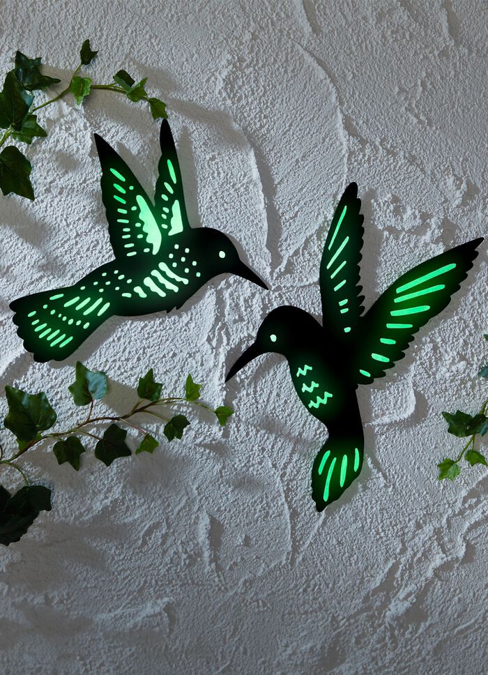 Wanddecoratie "Kolibrie", glow-in-the-dark, set van 2 