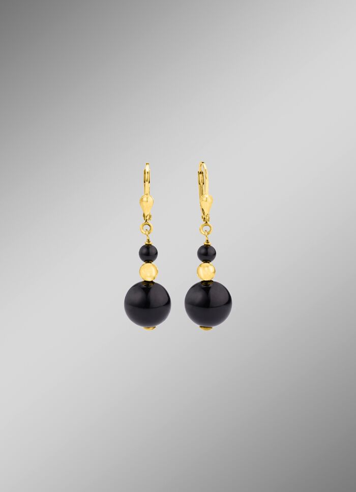 Oorbellen met echte zwarte agaat 