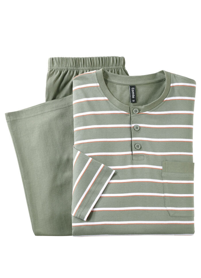 Two-pack pyjama met knoopsluiting en open manchetten 