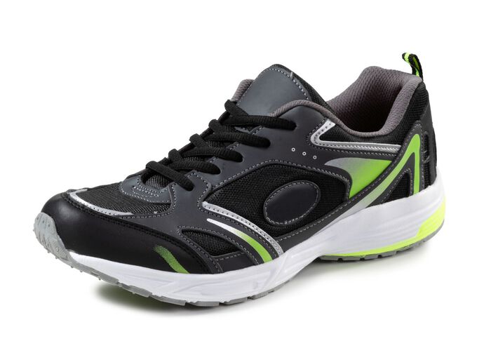 Sneakers met veters van effectief bedrukt synthetisch materiaal ZWART-GROEN