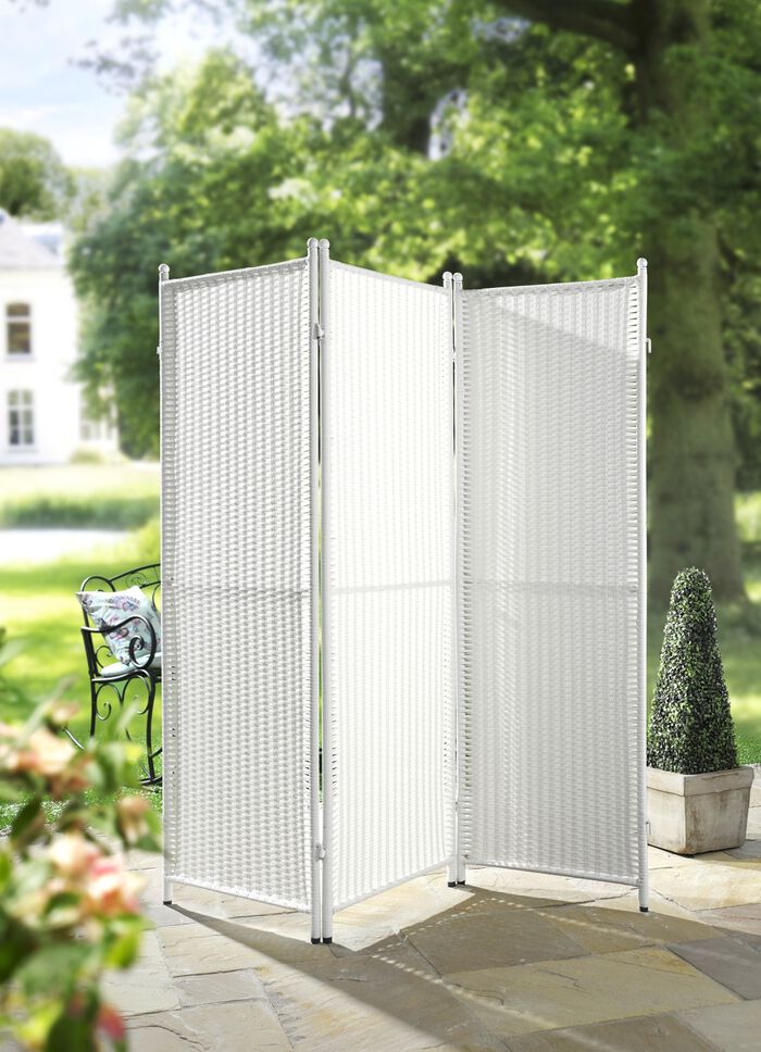 Weerbestendig windscherm met stabiel stalen frame WIT