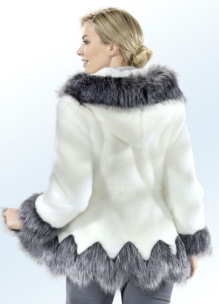 Jas met langharige imitatiebontkraag 