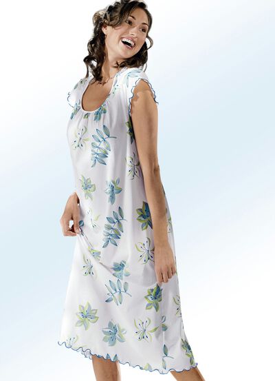 Nachthemd, korte mouwen met ronde hals 