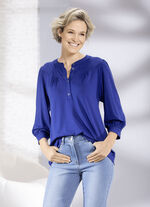 Shirt met korte knoopsluiting in 2 kleuren KONINGSBLAUW