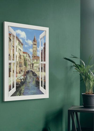 Hoogwaardige canvasprint Veneti&euml; &ndash; met wit raam 