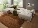 Hoekbank met slaapfunctie en bedlade BEIGE