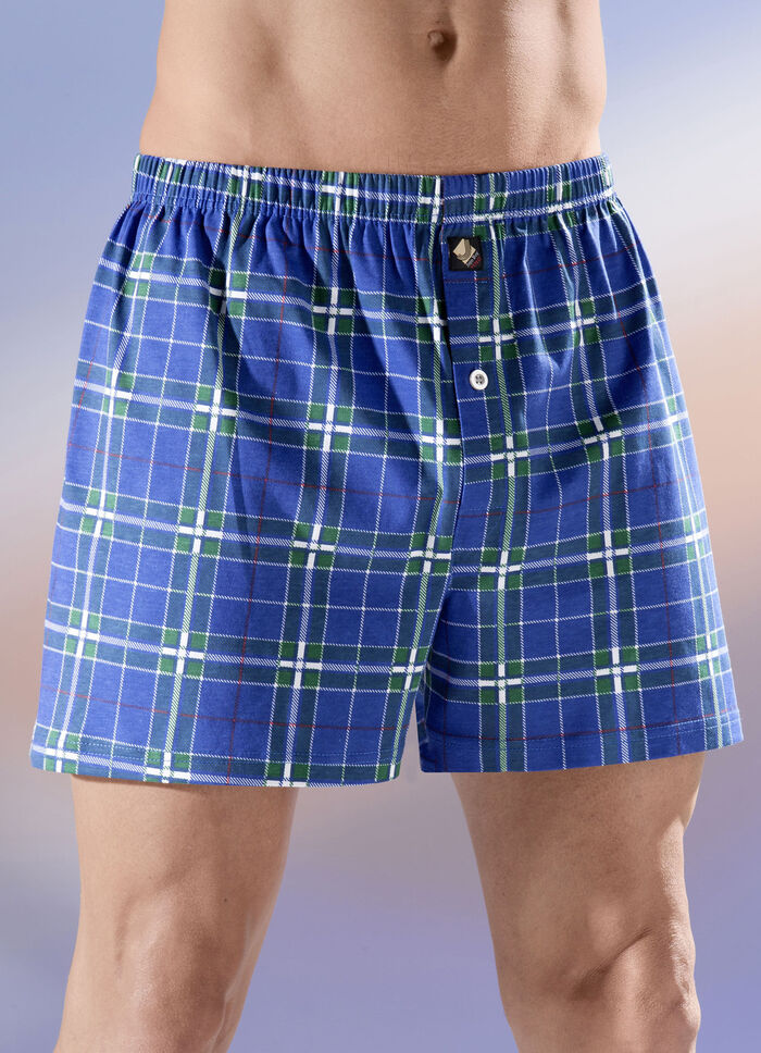 Set van vier boxershorts, geruit, met knoopsluiting 
