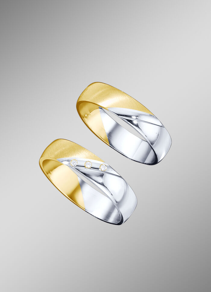 Trouwring in geel en wit goud 