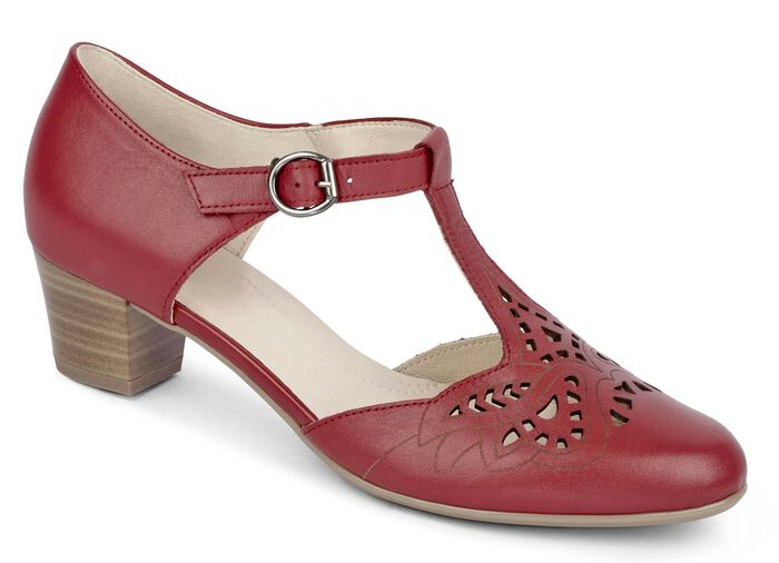 Sandalenpumps met fantasierijk reli&euml;f GRANAATROOD