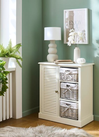 Gedeeltelijk massieve ladekast in landelijke stijl 