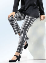 Broek met houndstooth-dessin ZWART-ECRU