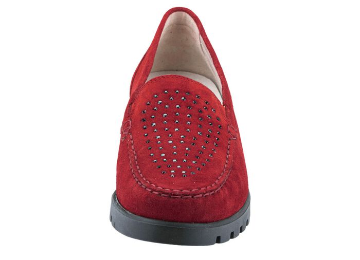 Waldl&auml;ufer mocassinpantoffels met glitterapplicaties ROBIJNROOD