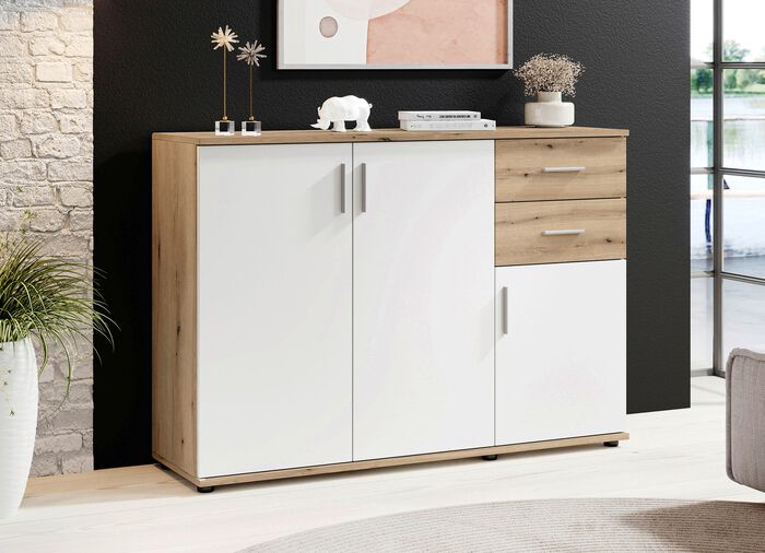 Moderne, combineerbare dressoirs EIKENHOUT-WIT