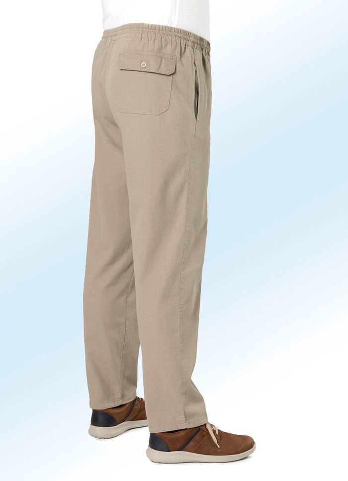 Pull-on jeans met elastische band en trekkoord in 4 kleuren BEIGE