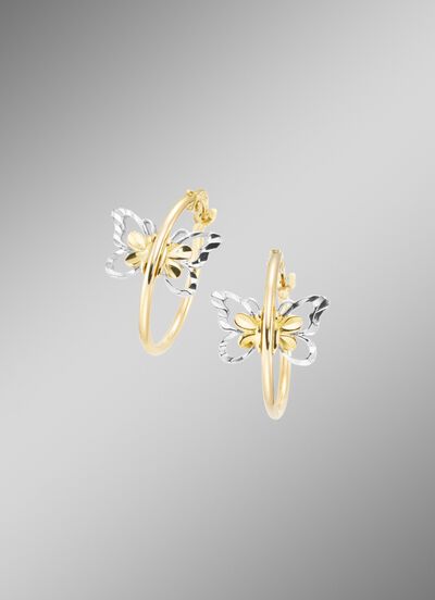 Speelse oorringen vlinders in bicolor 