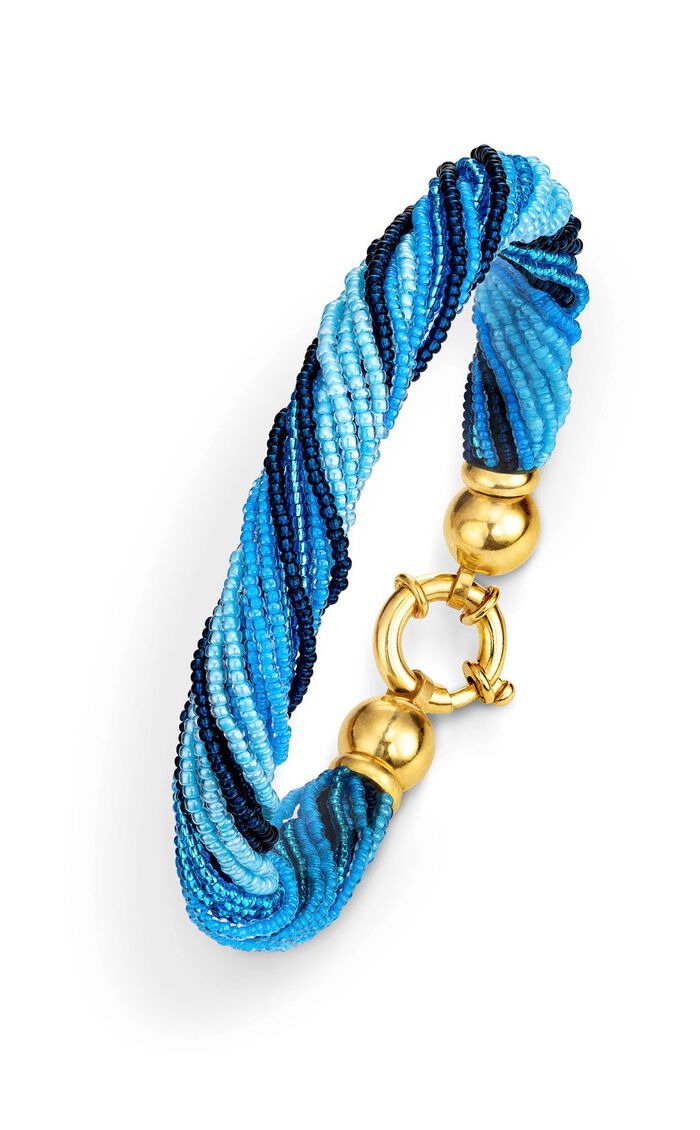 Armband met Muranoglas in blauwtinten 