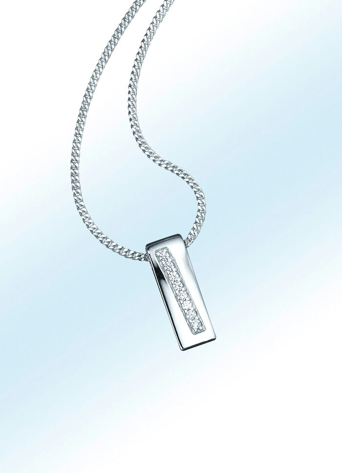 Kettinghanger met synth. zirkonia en pantserketting 