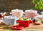 Gourmetpotten, 4 stuks, gemaakt van vuurvast keramiek ROOD-WIT