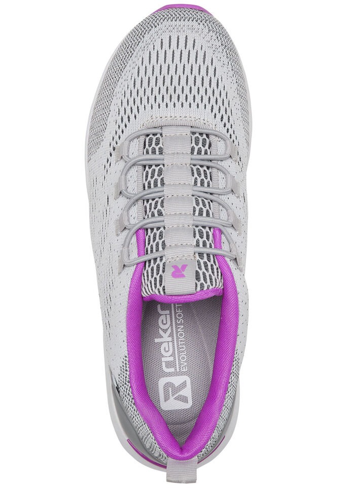 Rieker sneakers met elastische decoratieve vetersluiting GRIJS-ROZE