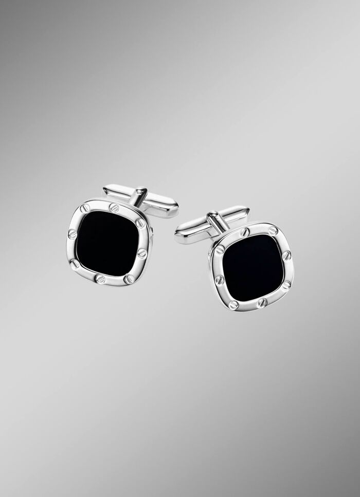 Zilveren manchetknopen met onyx 