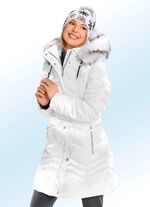 Functionele korte jas met afneembare capuchon NATUURWIT