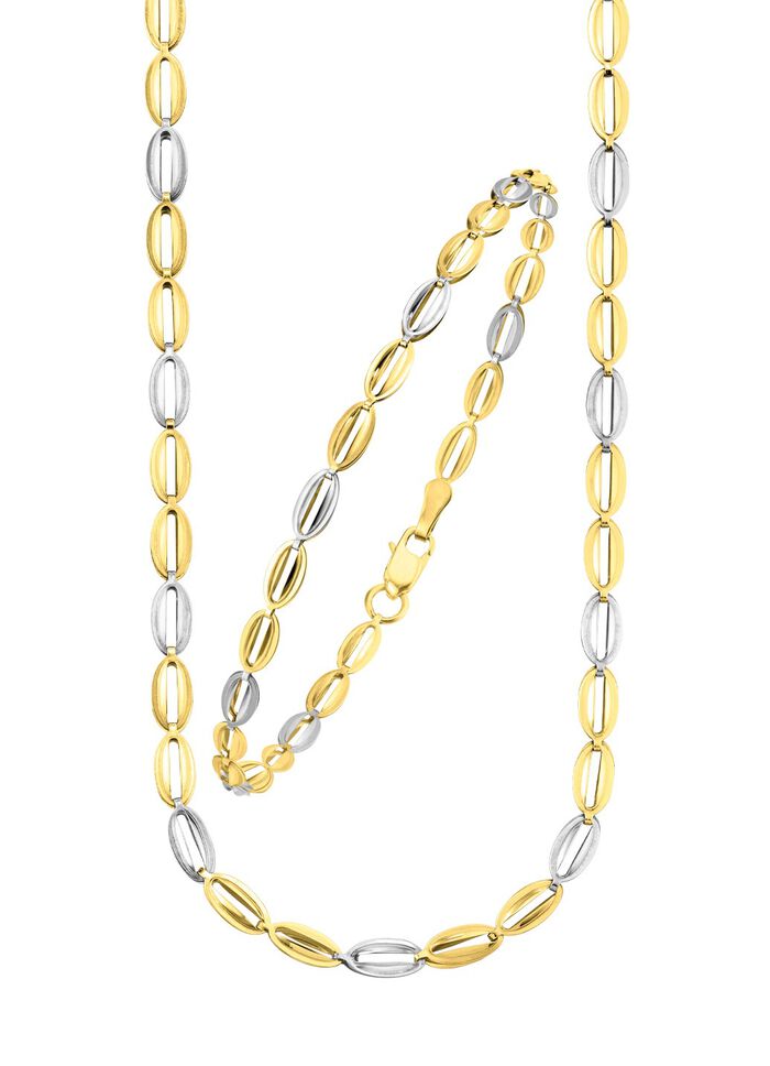 Opengewerkte set in tweekleurig 