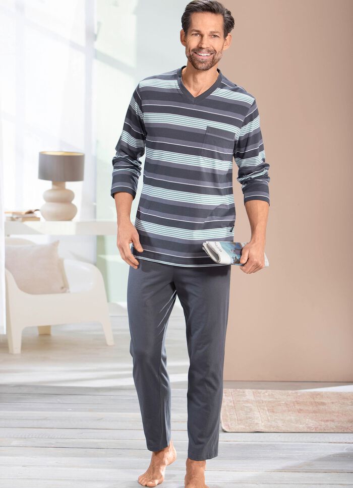 Twee-pack pyjama's met V-hals en open zomen 