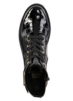 Remonte, stijlvolle dames enkellaarsjes, winterschoenen, breedte G, met uitneembaar voetbed ZWART-GOUD