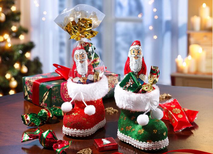 Laarsjes met kerstlekkernijen, 2-delige set 