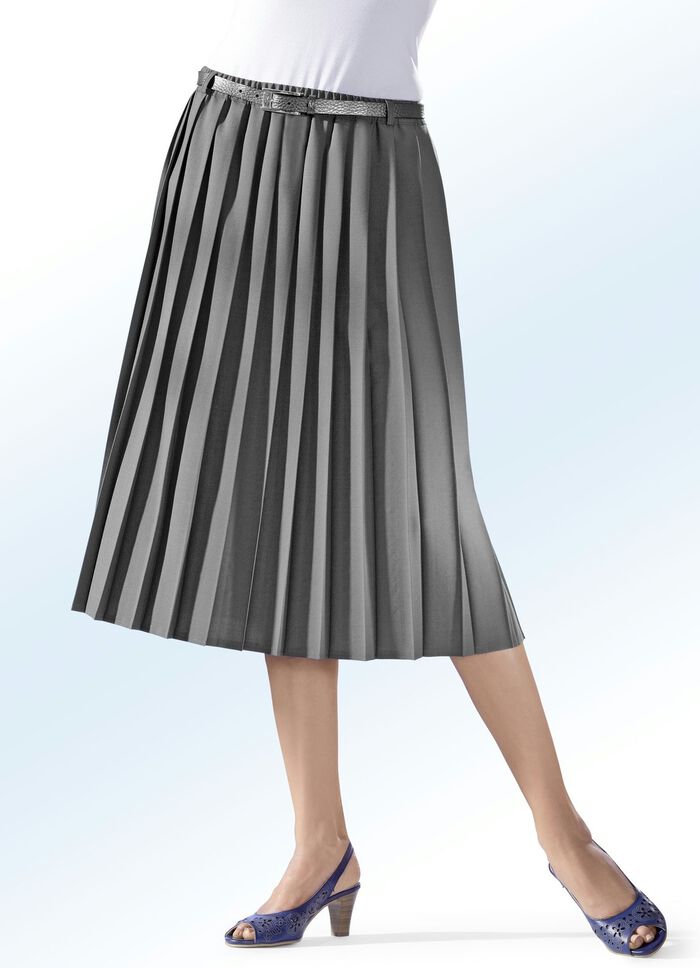 Rok met prachtige plooien rondom MIDDENGRIJS GEM.