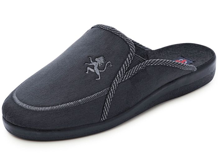 Tweepack klassieke herenpantoffels, breedte H, met elastische band BLAUW-ZWART