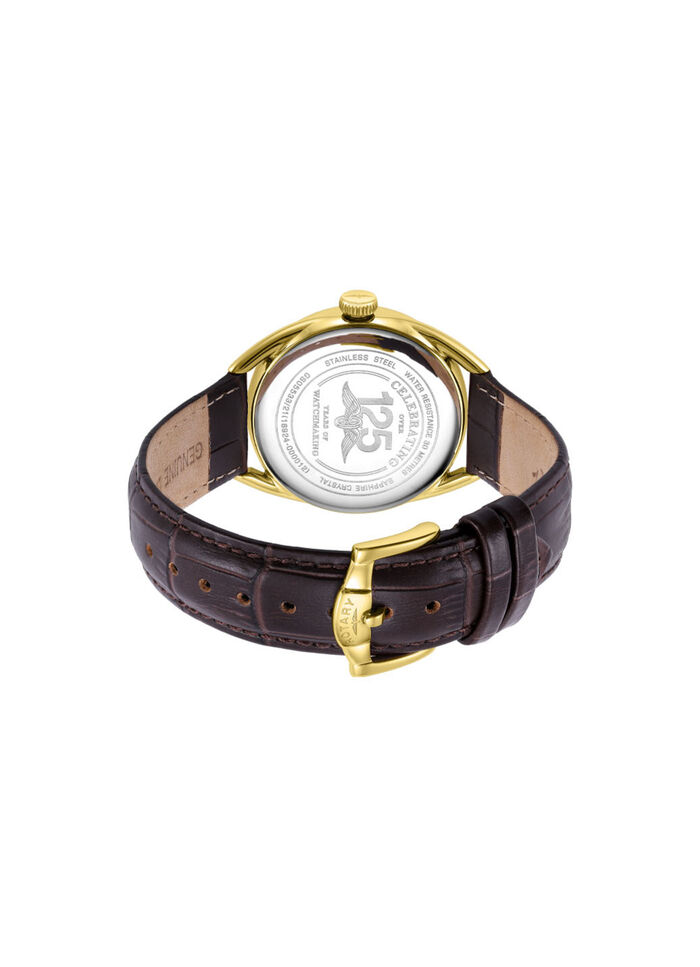 Rotary quartz herenhorloge met leren band 