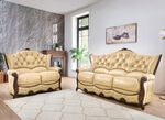 Gestoffeerde meubels van massief hout met bekleding van echt leer 