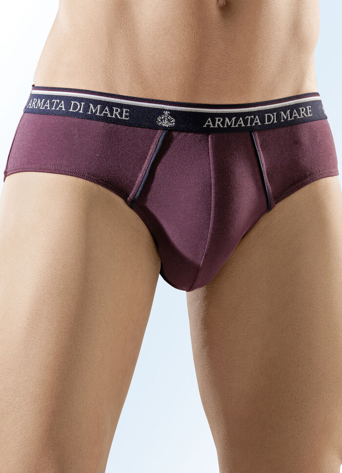 Set van vier slips, effen, met contrasterende boorden 