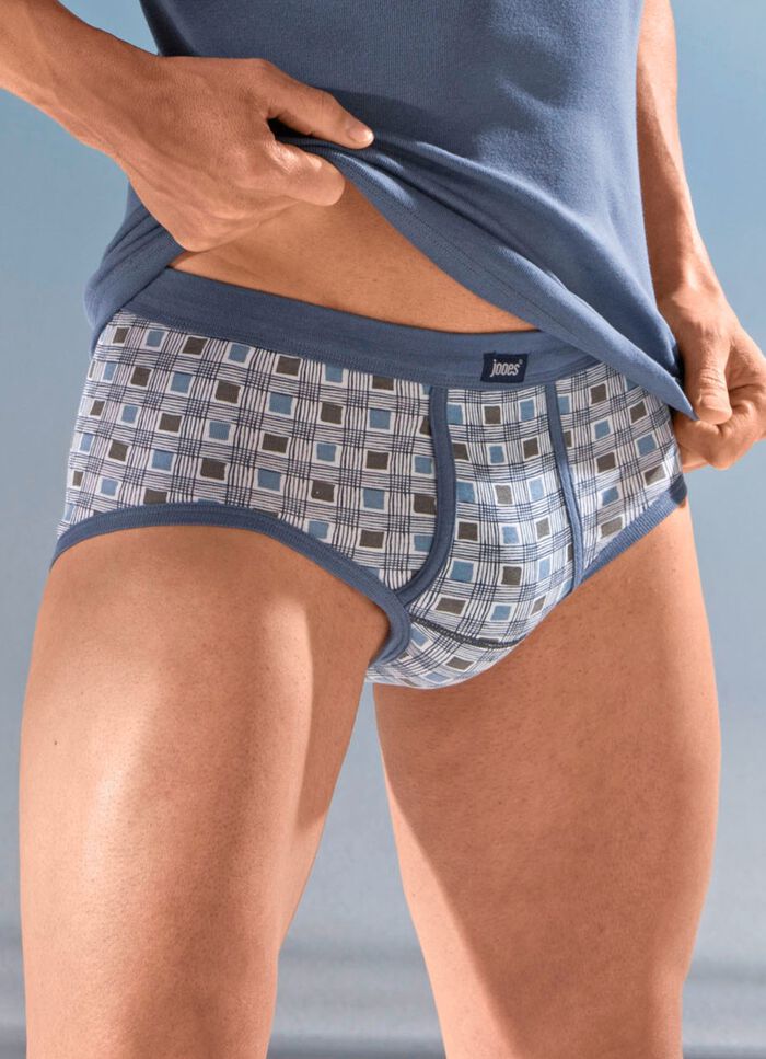 Set van vier slips van fijne ribstof met ruitmotief 