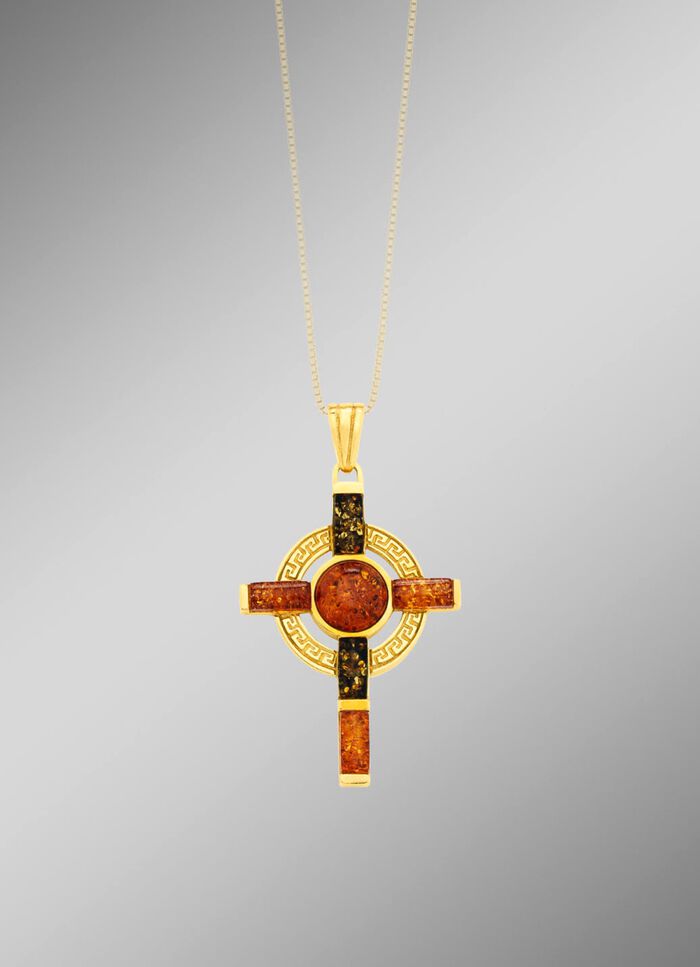 Kruishanger met echt barnsteen 