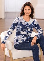 Shirt met strass-versiering in 3 kleuren JEANSBLAUW-ECRU