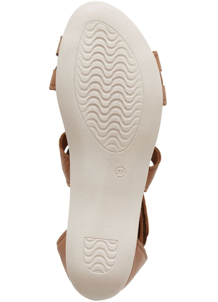 Andrea Conti, modieuze damessandalen, gemaakt van leer COGNAC