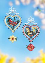 Raamdecoratie van Plauener kantwerk, set van 2 