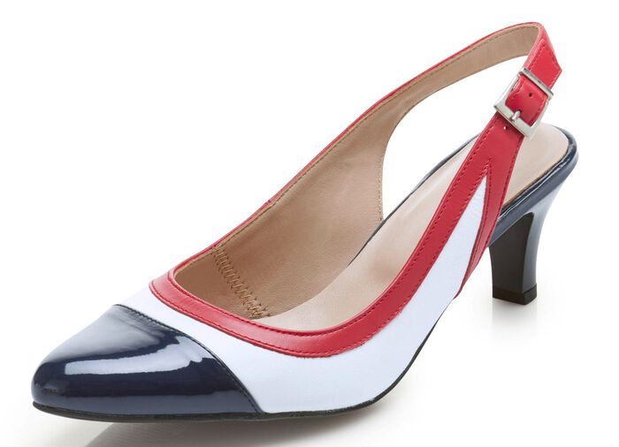 ELENA EDEN slingpumps in een elegante vorm BLAUW-WIT-ROOD
