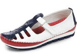 Gemini, klassieke damespantoffels, breedte G, met uitneembaar voetbed WIT-MARINE-ROOD