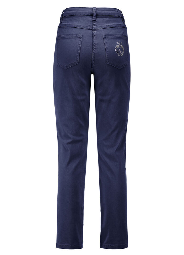 Luxe 7/8-jeans met borduurwerk DUNKELBLAU