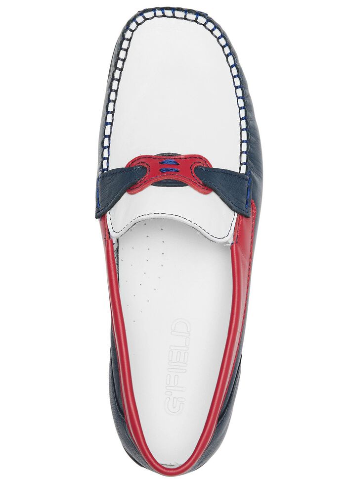 ELENA EDEN pantoffels met decoratieve sluiting BLAUW-WIT-ROOD